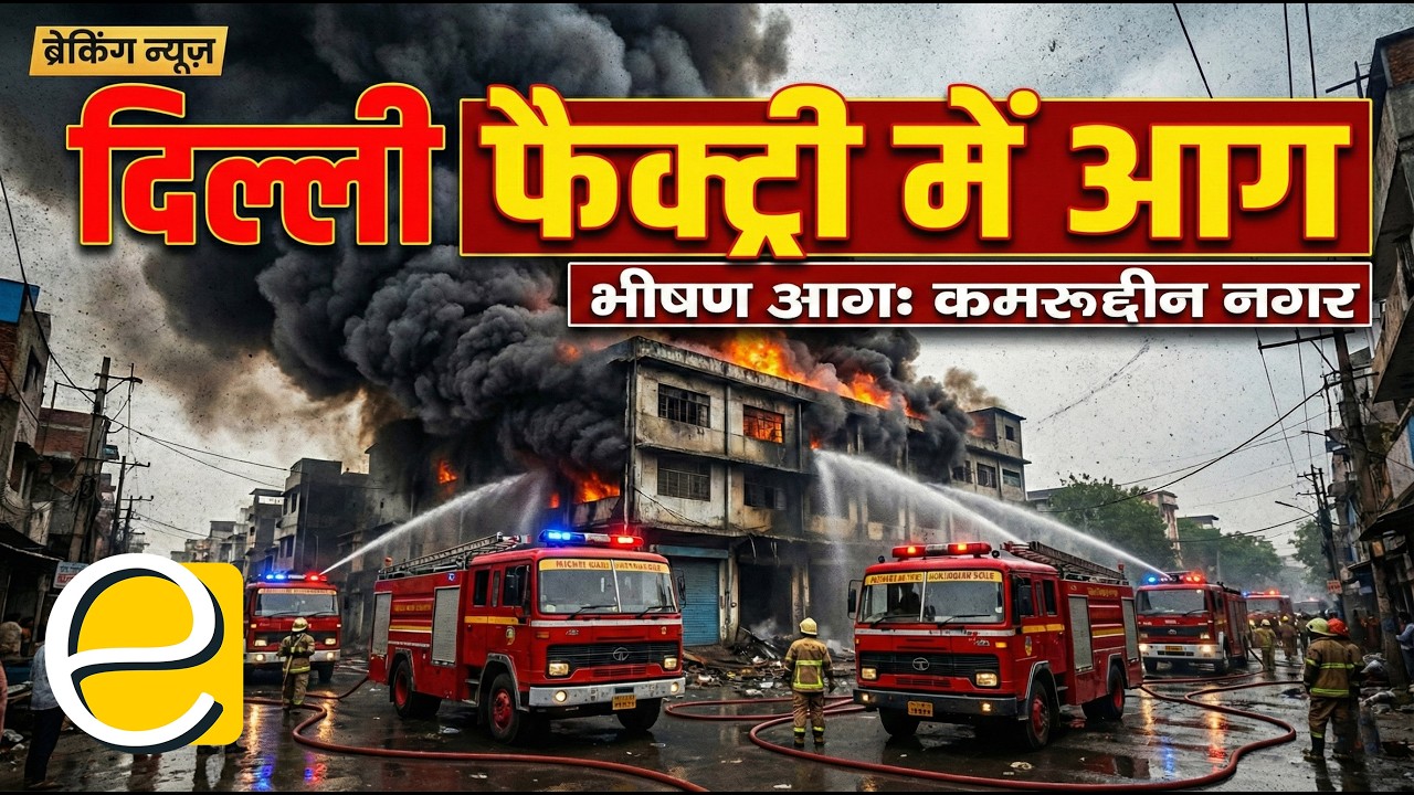 A massive fire broke out in Kamruddin Nagar, Delhi. Helmet Factory Fire Breaking News. Hindi News...
