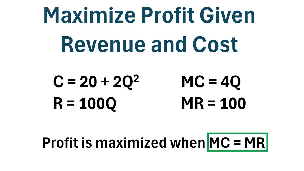 How to Maximize Profit Given Revenue and Cost