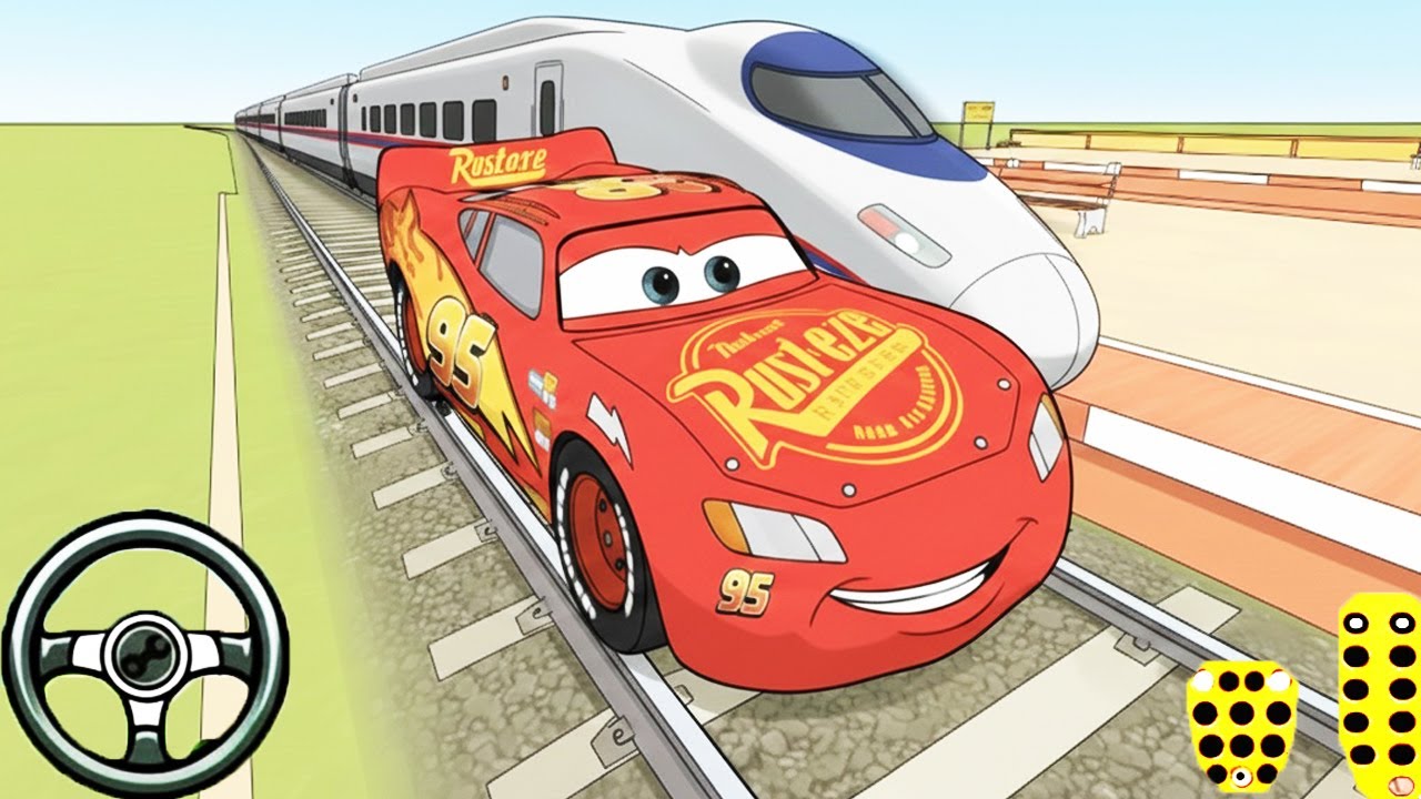McQueen Car NO BRAKE Challenge - Extreme Car Train Racing Game Gameplay - Android Gameplay