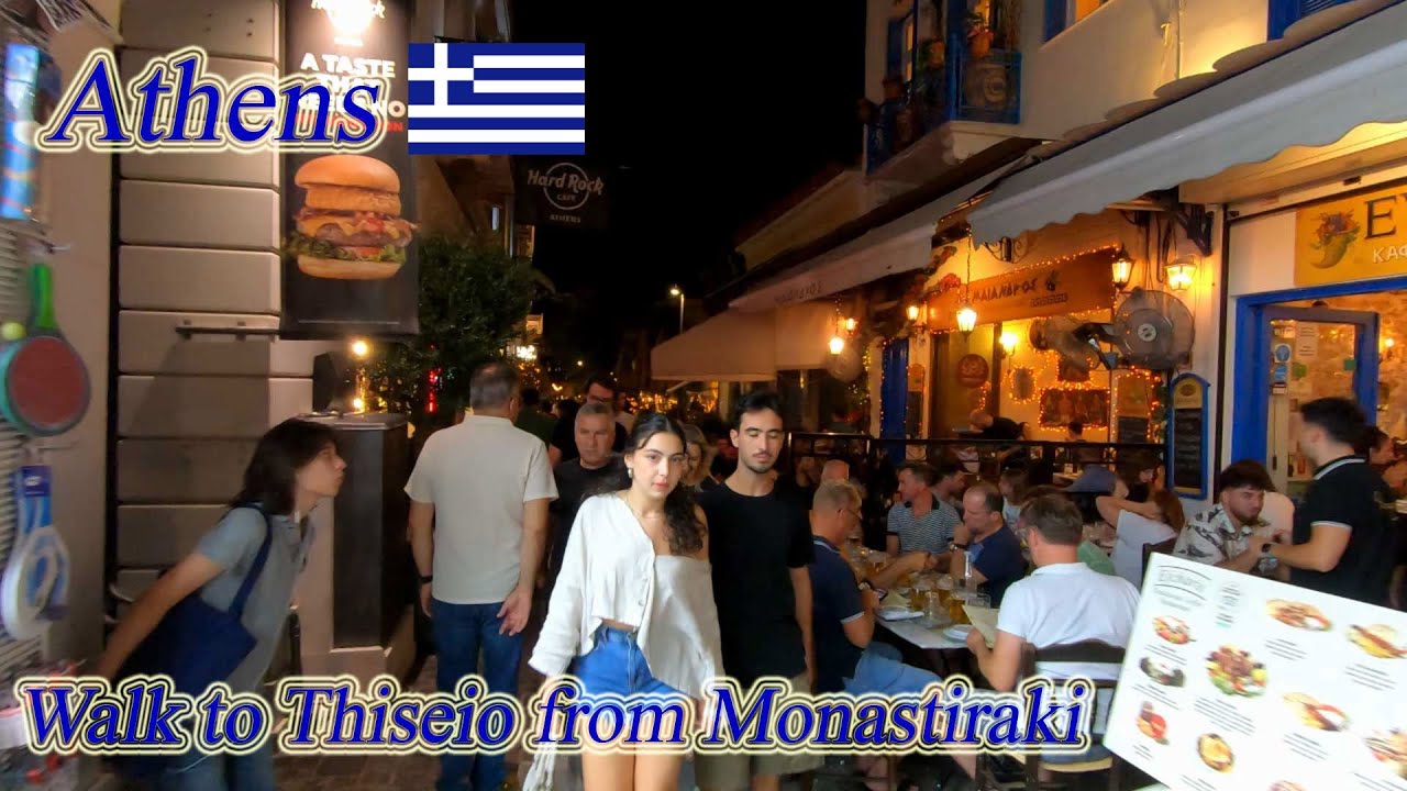 Spacer po Grecji. Spacer do Thiseio z Monastiraki w Atenach. POMARAŃCZOWY