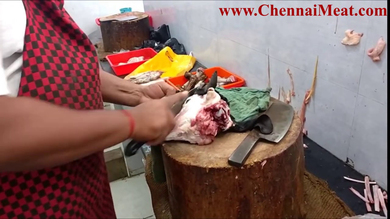 Goat Meat Cutting - Head Meat Cutting - At Its Best - Kareem Basha