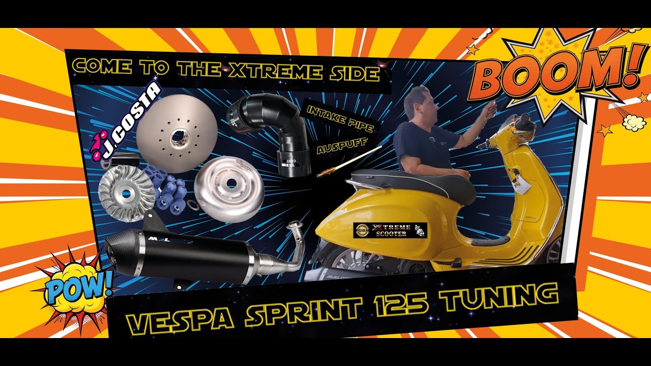 POWER UPGRADE Vespa Sprint 125ccm Basic Tuning - Dyno Messung - Pr&uuml;fstand - Vario - Auspuff - Intake