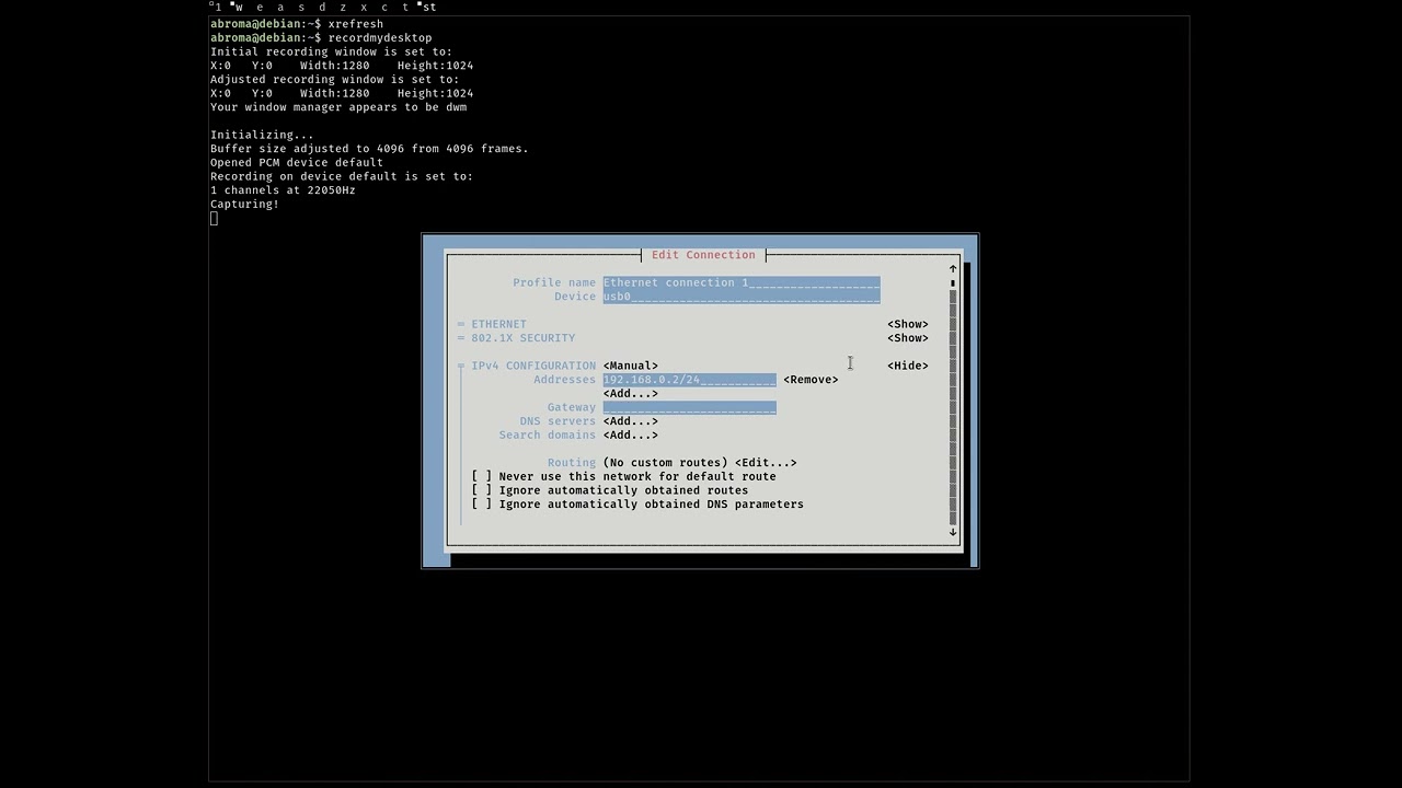 Nmtui setup for Raspberry pi zero 2w