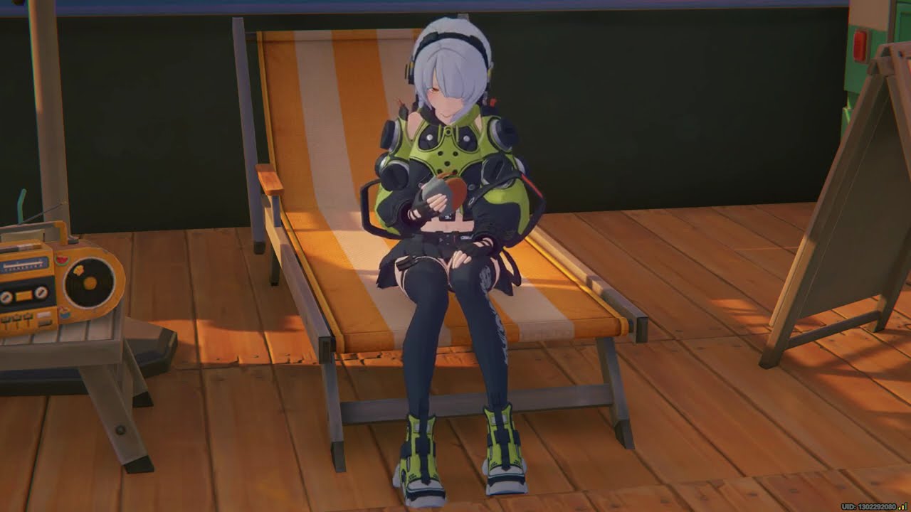 Anby Demara chilling on a beach lounger for one minute 💚 [Zenless Zone Zero / ゼンレスゾーンゼロ]