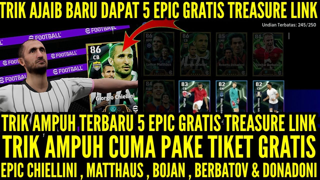 TRIK AMPUH BARU CUMA PAKE TIKET GRATIS DAPATKAN 5 EPIC GRATIS TREASURE LINK ! TRIK CHIELLINI DLL !