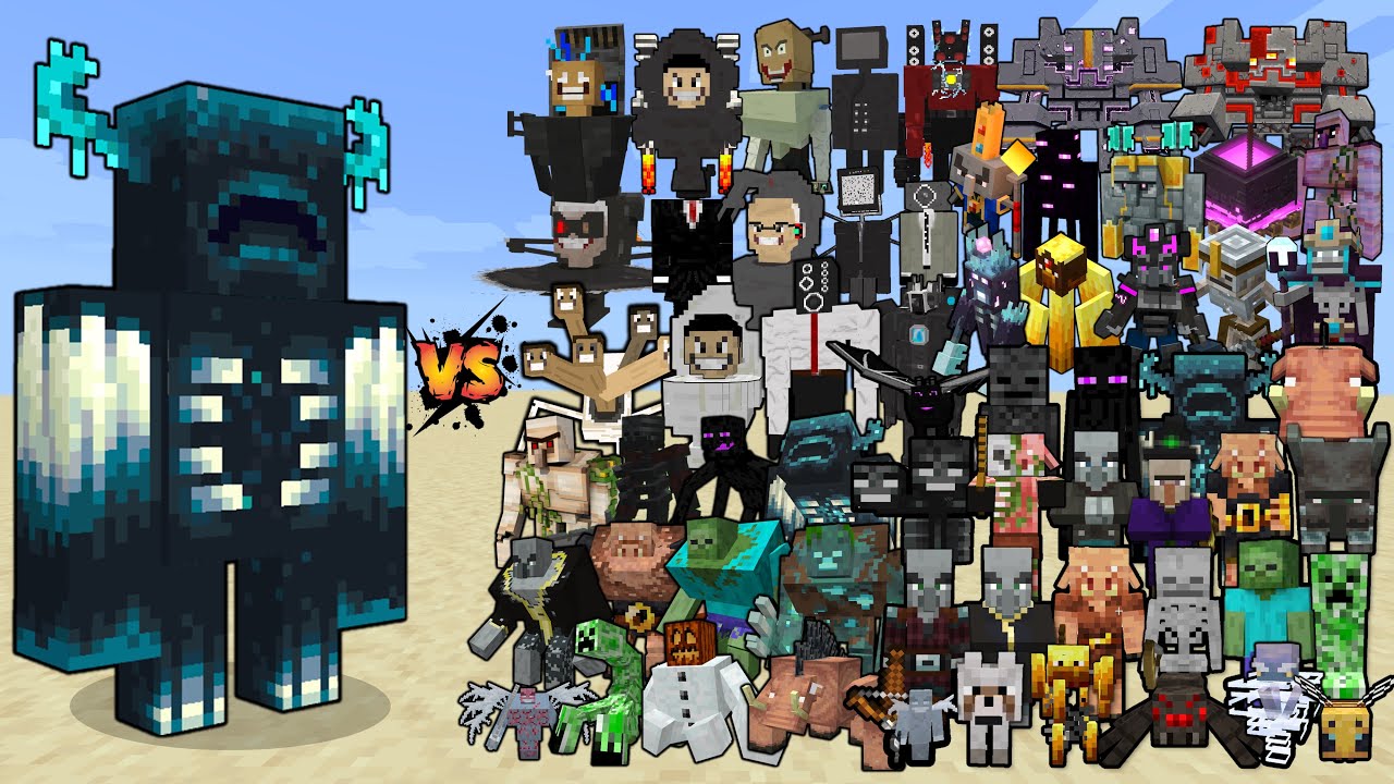Warden vs 500 Random Mobs and bosses (Part 1) - Minecraft Mob Battle