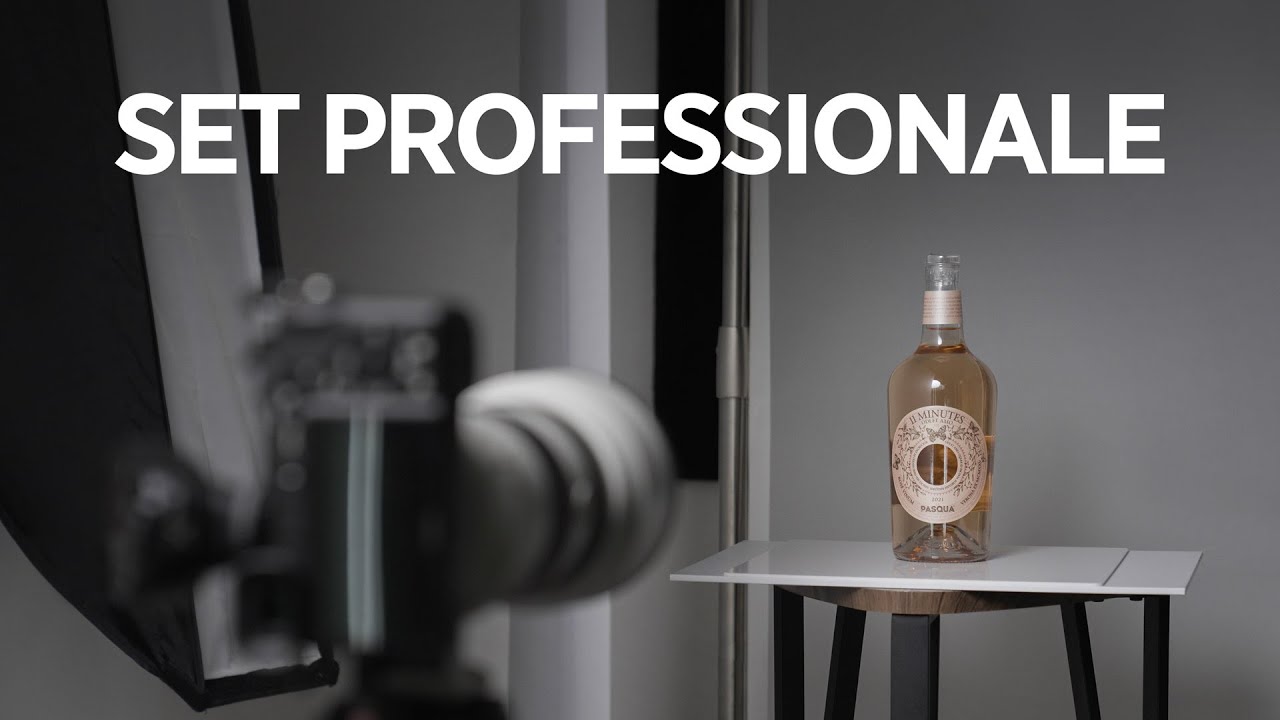 Fotografare bottiglie di vino bianco, set professionale