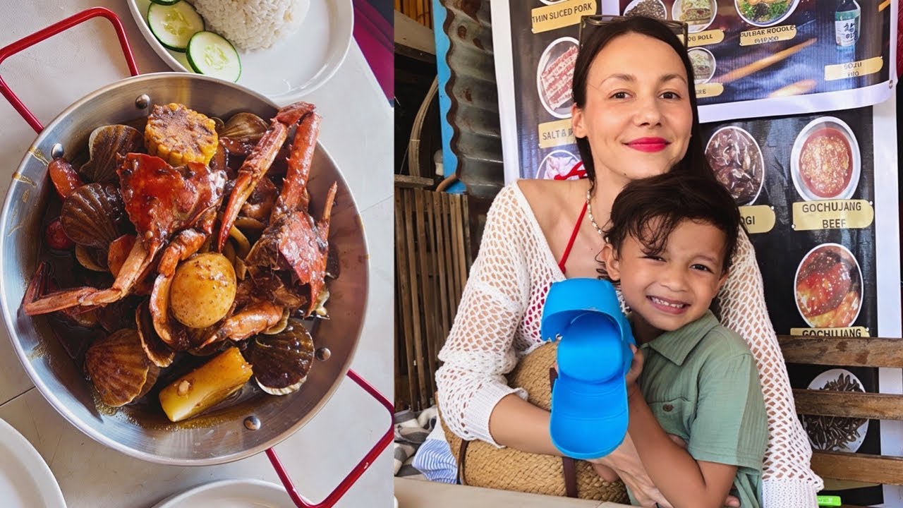 Дарил угостил морепродуктами на берегу моря🦀🐚отпраздновала 8 марта прогулкой на пляже. Семейный влог