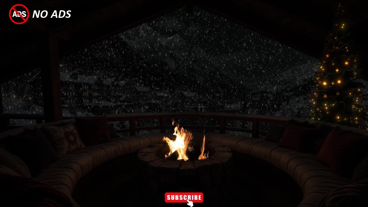 ❄️ Snowy Night & Cozy Fireplace Ambience (NO ADS) | Crackling Fire for Deep Sleep & Insomnia Relief