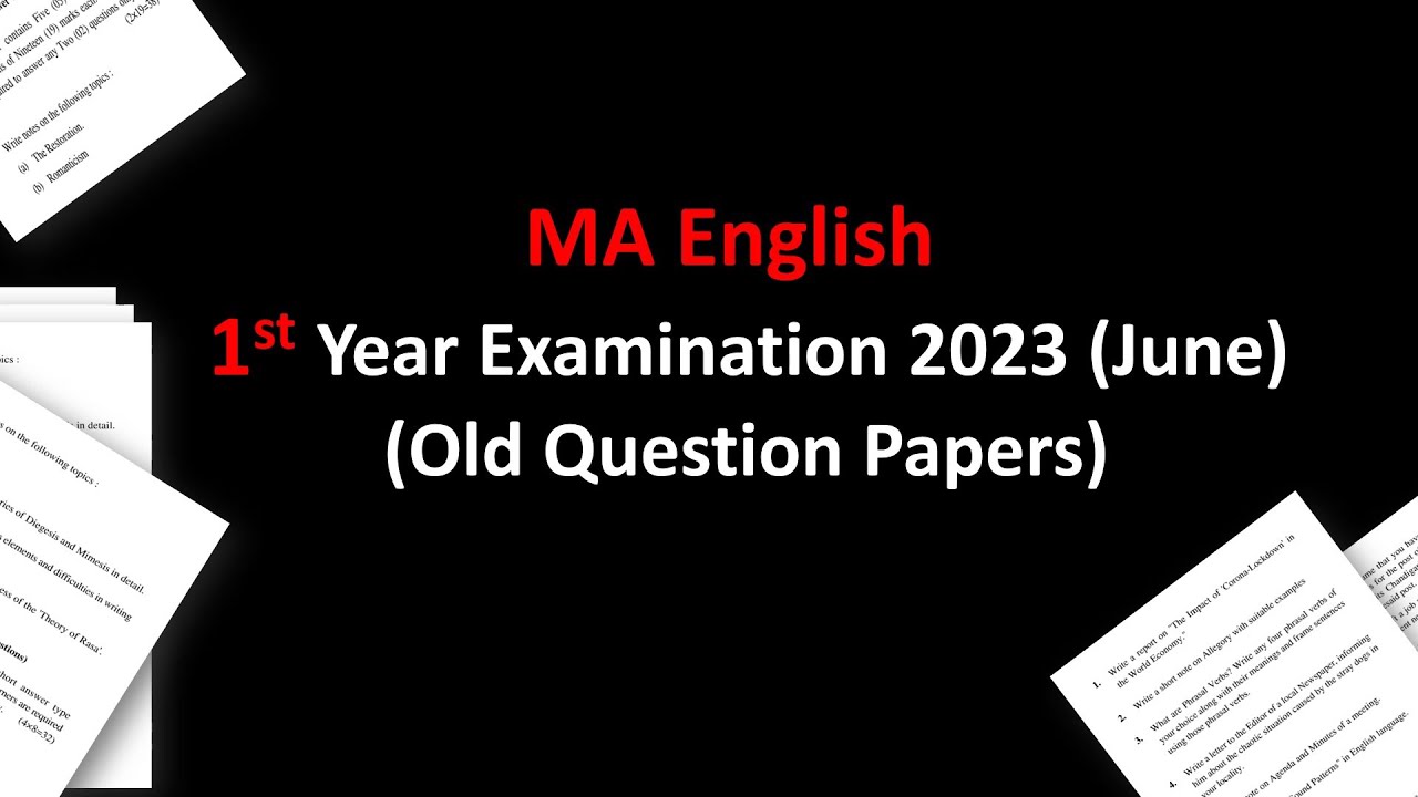 MA 1st Year Old question papers | English literature 2023
