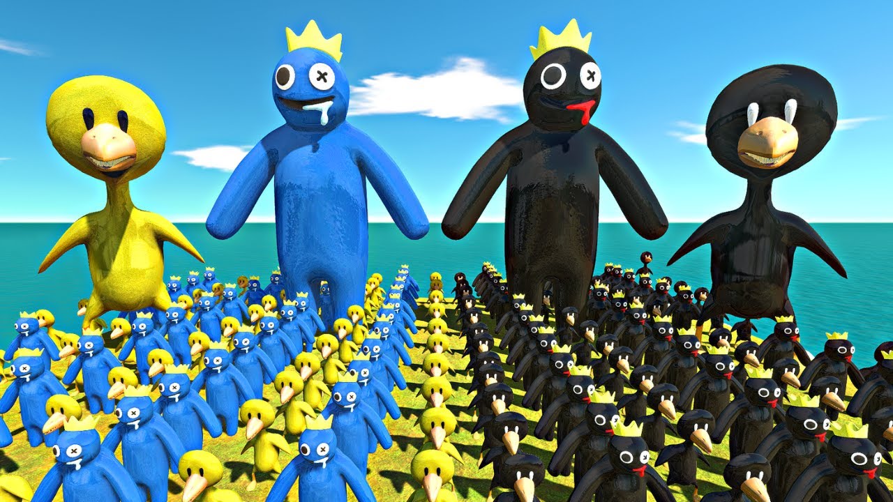 Rainbow Friends Yellow Team + Blue Team vs Shadow Itself - Animal Revolt Battle Simulator