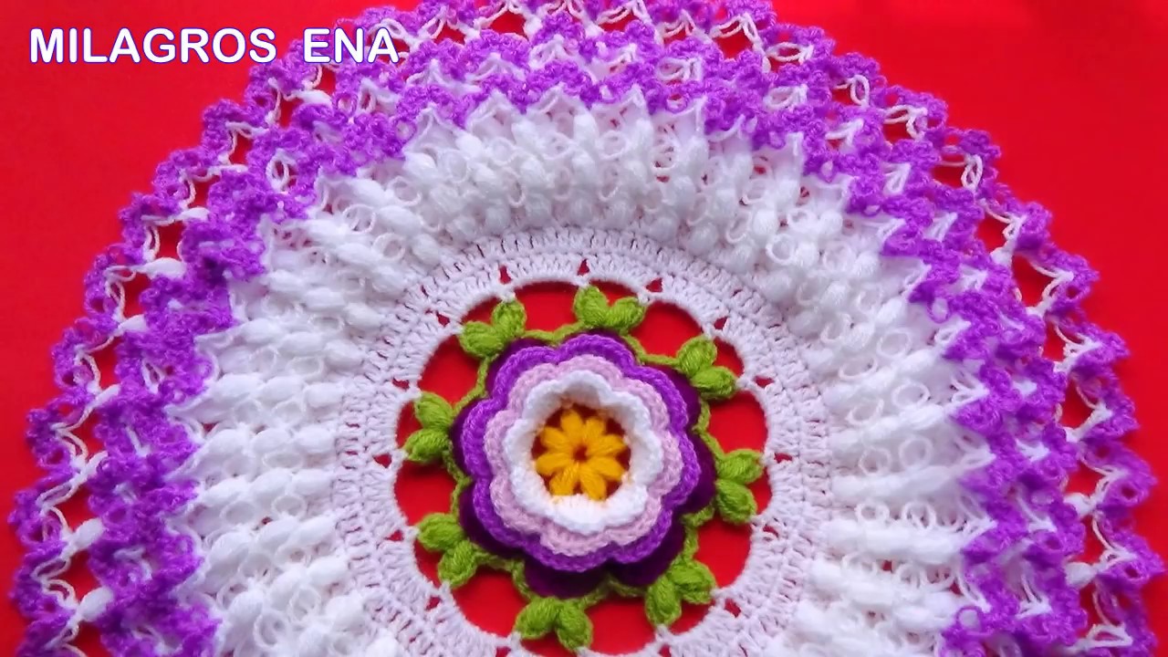 TAPETE N° 11 TEJIDO A CROCHET de 3 capas en puntos Garbanzos y Espuma de Mar paso a paso