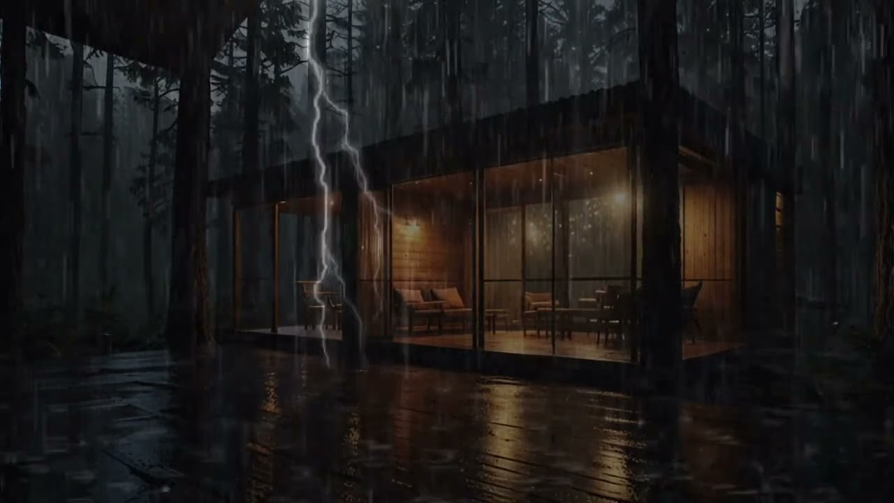 Heavy Rain on a Cozy Forest Cabin | Sleep Rain White Noise ASMR