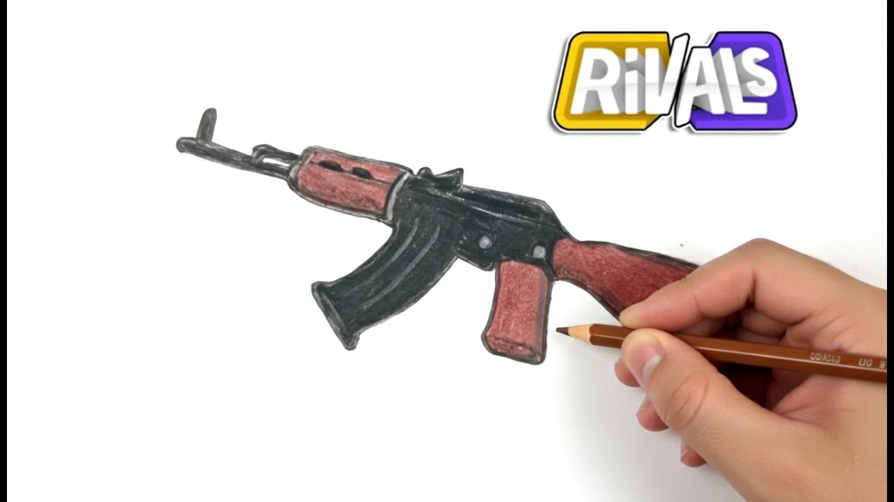 How to draw Ak 47 Assault Rifle Skin in ROBLOX RIVALS