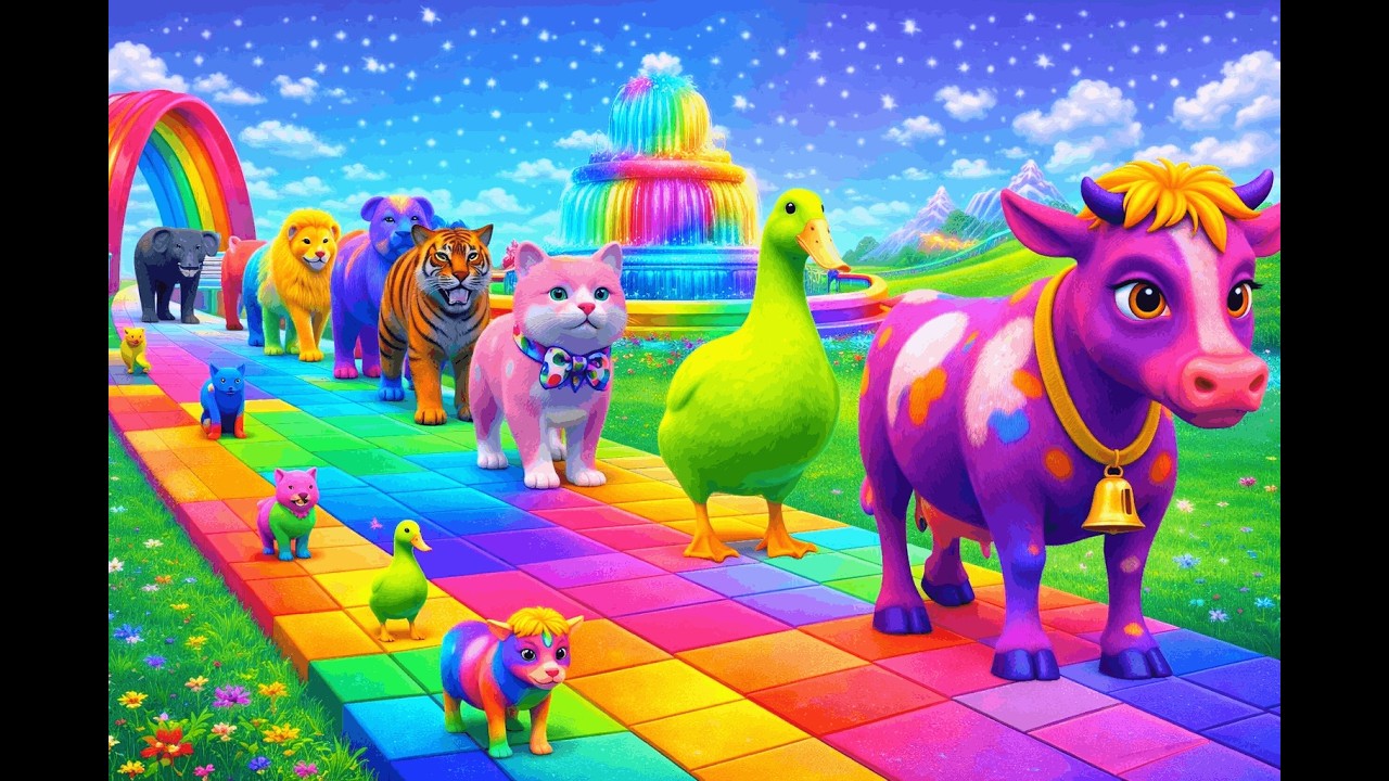 Long Slide Game With Cow Elephant Gorilla Hippopotamus Tiger 3d Animal Game Funny 3d Animals