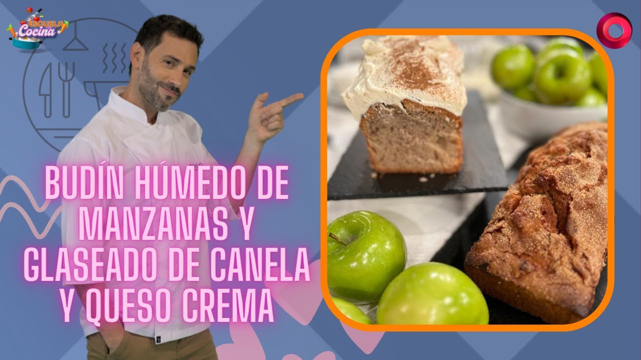 Budín húmedo de manzanas y glaseado de canela y queso crema