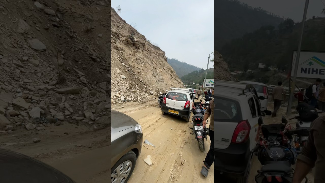 Land slide in almora highway 😩 #uttarakhand #almora #highway #landslide #nature #travel #mountains
