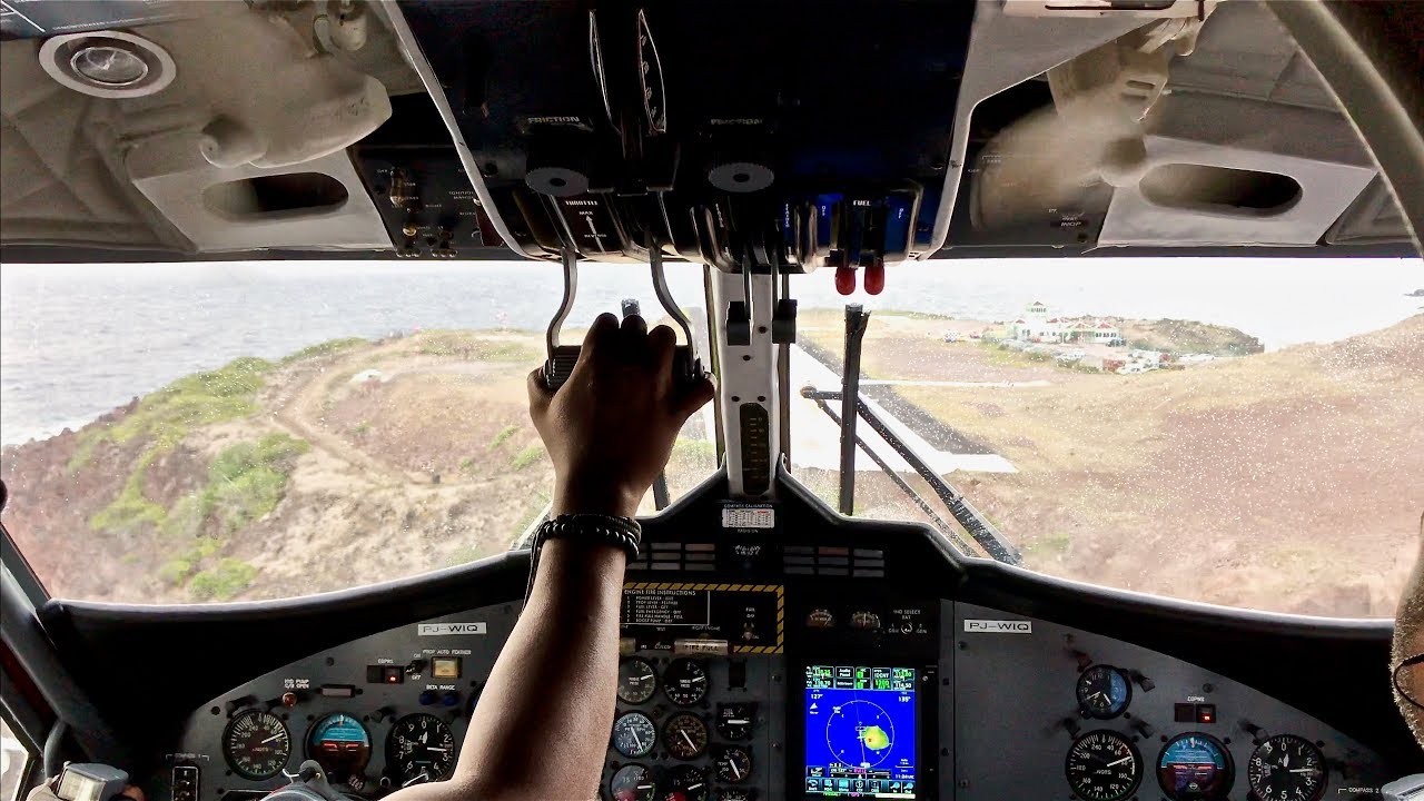 Cockpit View Landing – Worlds Shortest Runway – Winair – DHC-6-300 – SAB – PJ-WIQ – SCS Ep. 199