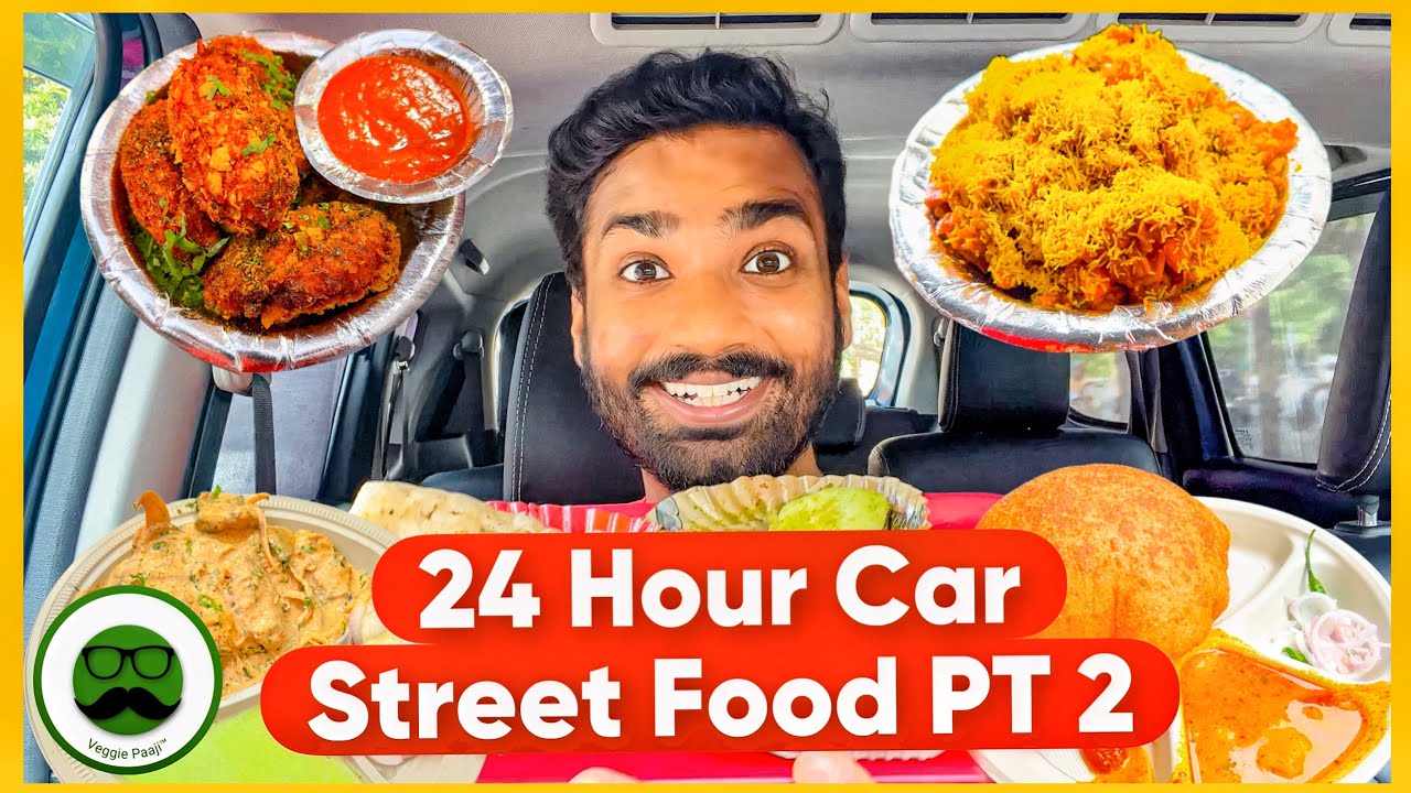 Part 2 Eating Delhi Street Food in Car for 24 Hour Food Challenge | Veggie Paaji