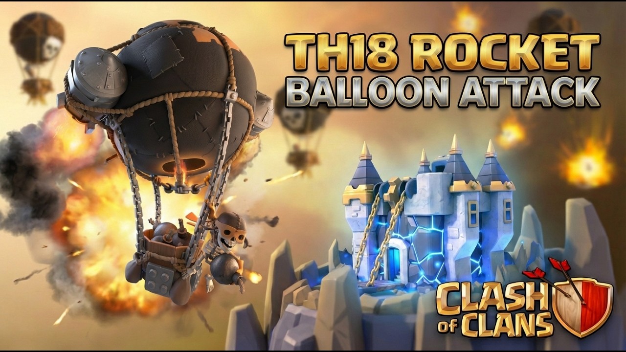 Town Hall 18 Fireball Rocket Balloon Attack | Clash of Clans