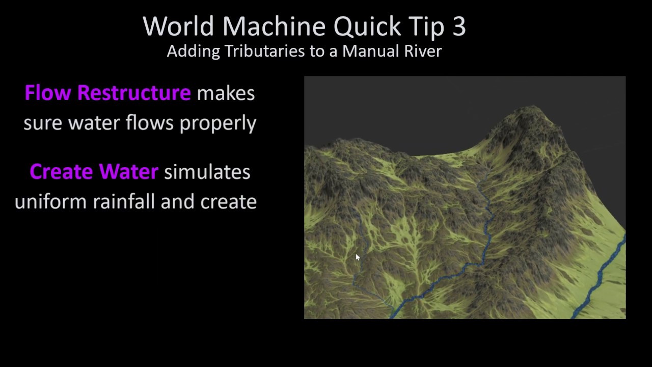 World Machine Video Tip 3: How to add automatic tributaries to a manual river