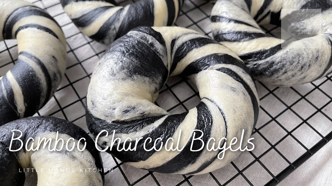 How to make Bamboo Charcoal Bagels |  Easy Baking Recipe at Home