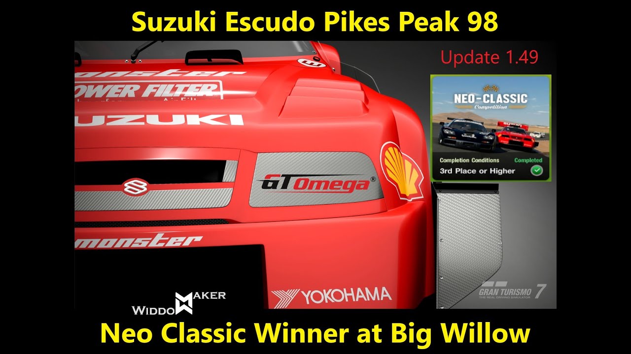 Neo Classic Willow Springs Suzuki Escudo Pikes Peak 98 setup Gold How to GT7 Tutorial Update 1 49