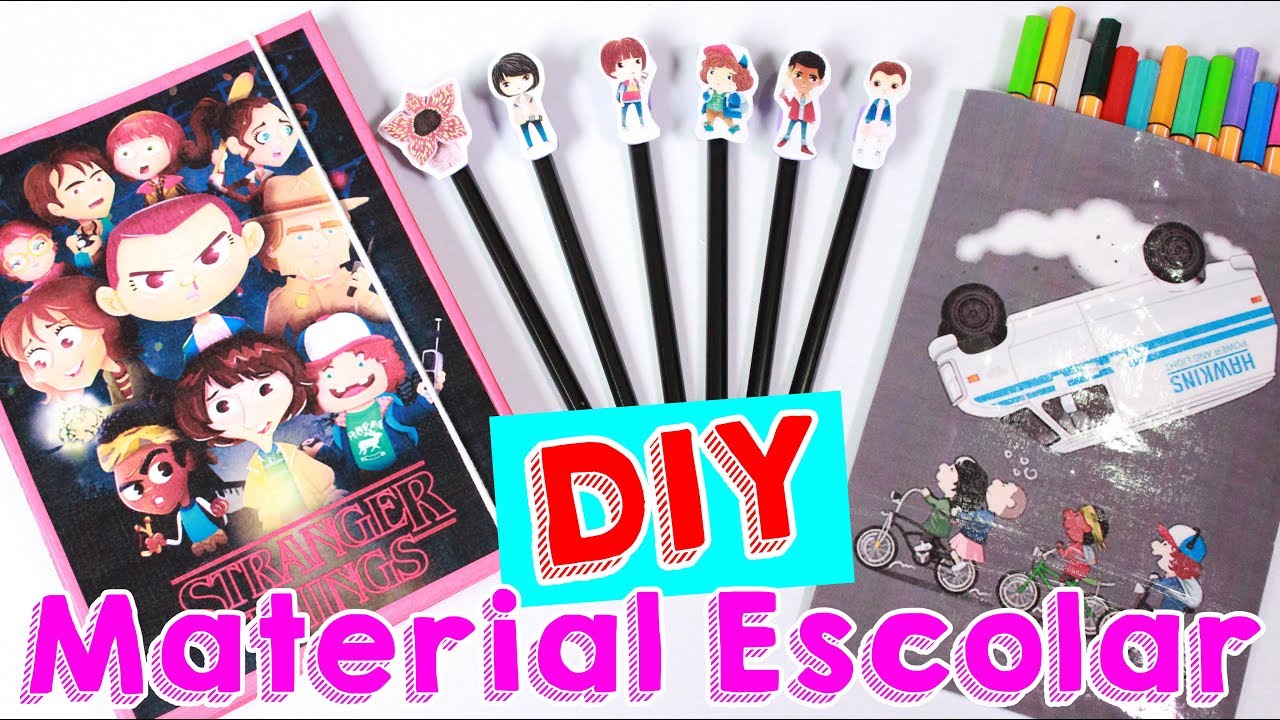 DIY - MATERIAL ESCOLAR STRANGER THINGS - Volta as Aulas 2018 - por Prih Gomes