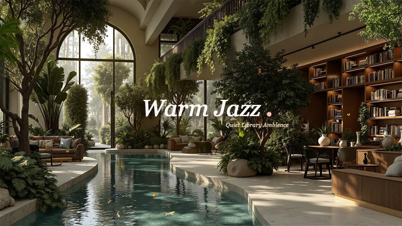 Уютный Джаз В Тихой Утренней Атмосфере Библиотеки | Расслабьтесь, Снимите Стресс И Успокойте Ум П...