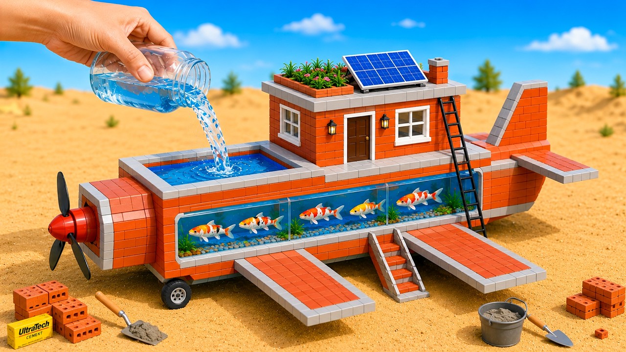Building a Flying House With a Koi Fish Tank | Mini Construction | @MinMinTractor