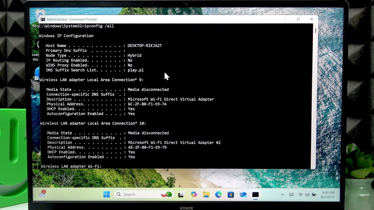 HONOR MagicBook X16 PRO &ndash; How to Find MAC Address