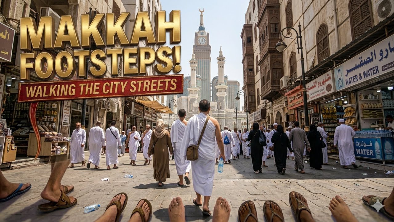 Walking outside of Masjid Ul Haram Makkah 