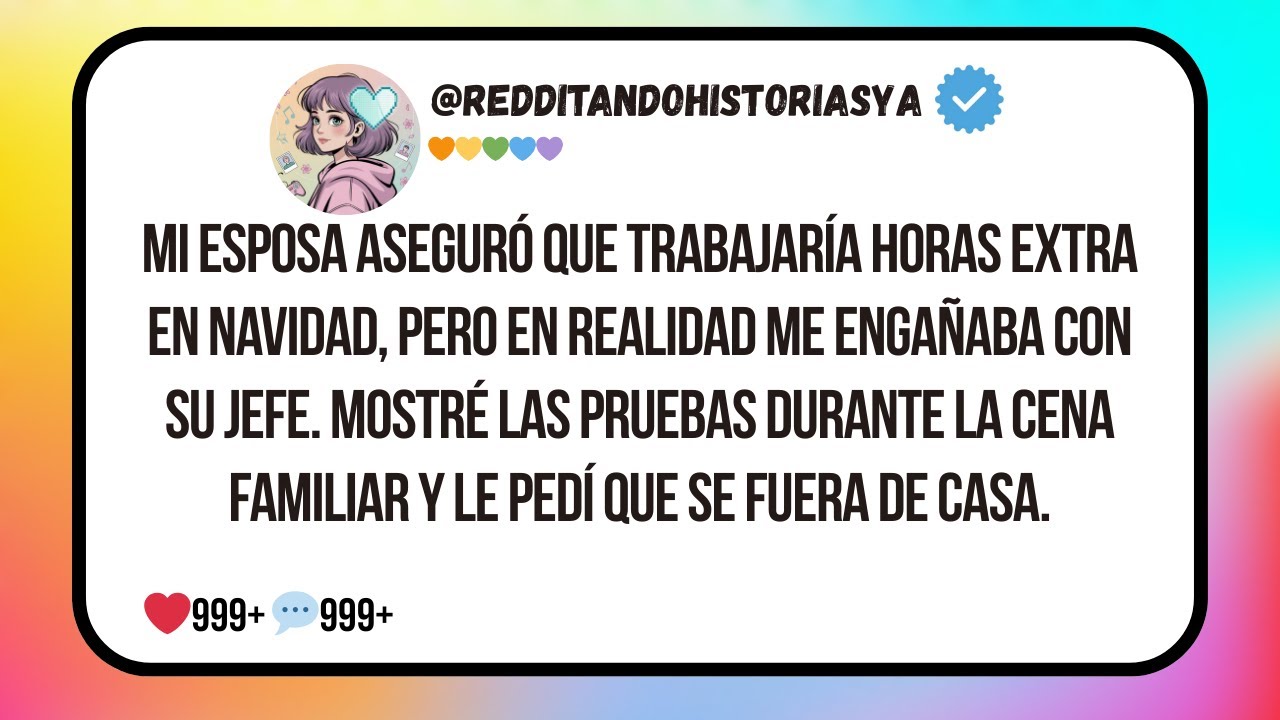 Mi esposa asegur&oacute; que trabajar&iacute;a horas extra en Navidad, pero en realidad me enga&ntilde;aba con su jefe