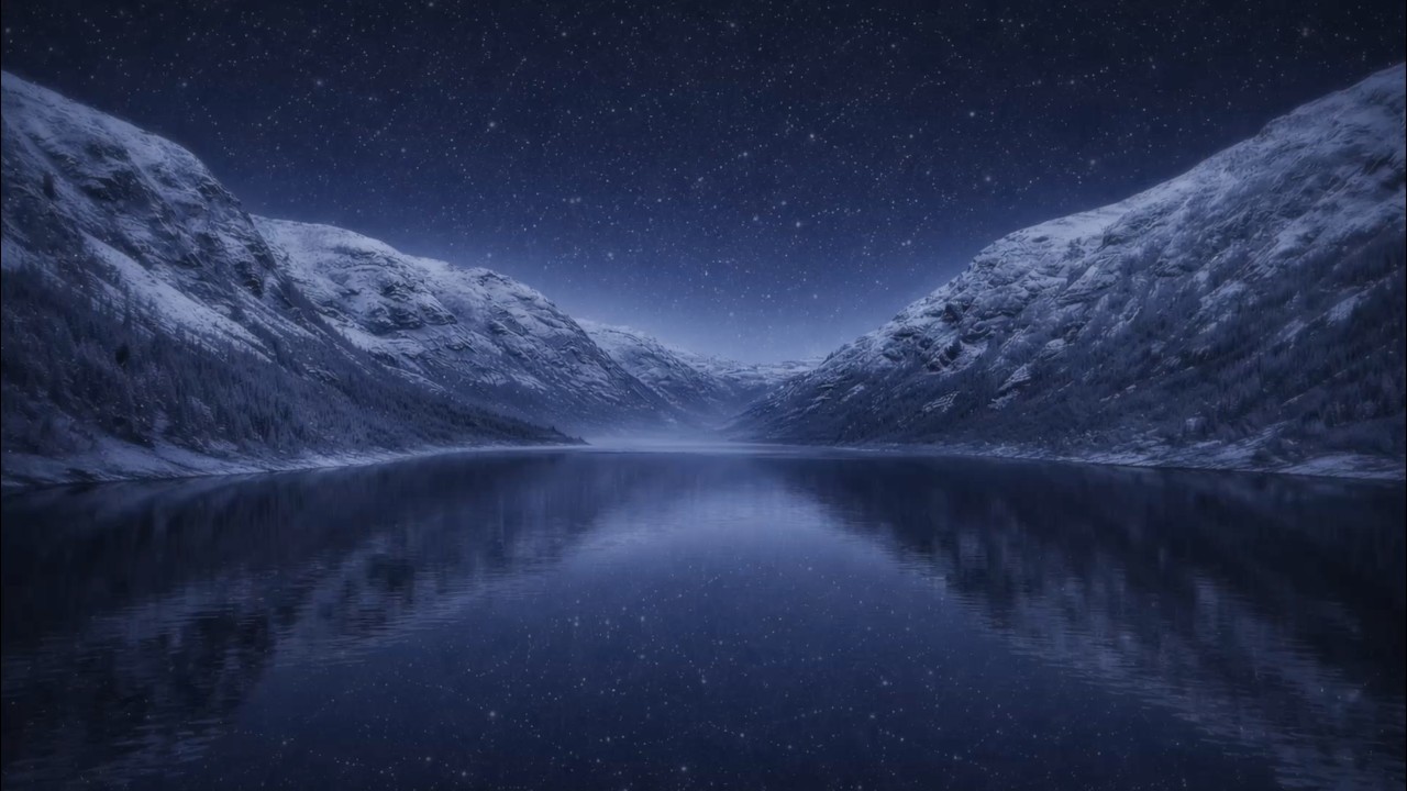 Frozen Nordic Fjord Under the Stars | Deep Night Winter Ambience for Calm & Focus | 1 Hour