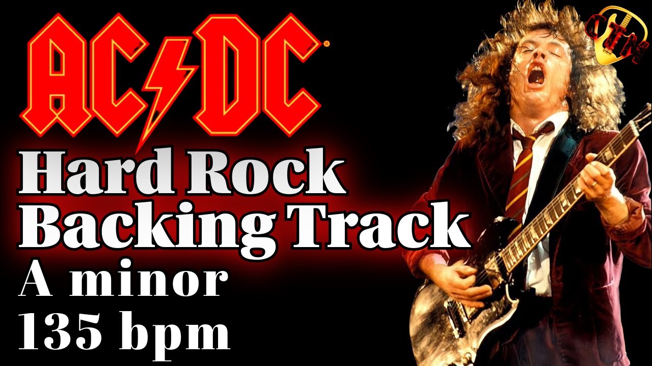 AC/DC Style Hard Blues Rock Guitar Backing Track in Am 135 bpm