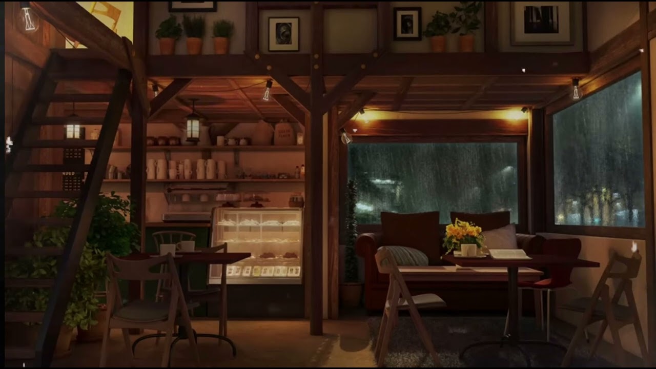 4K Cozy Coffee Shop Jazz ☕ Relaxing Smooth Piano Music (1 Hour)
