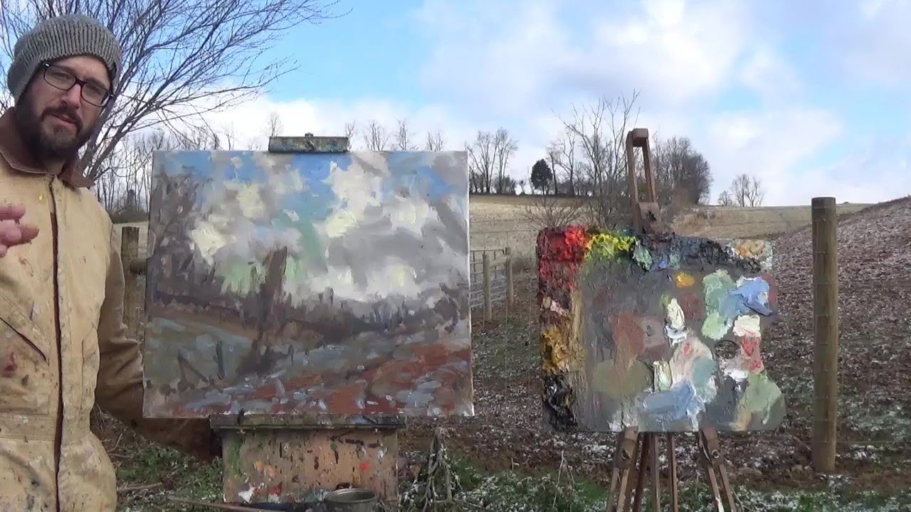 Beginner Plein Air Oil Painting Demonstration Art Lesson #5 Sky Kyle Buckland