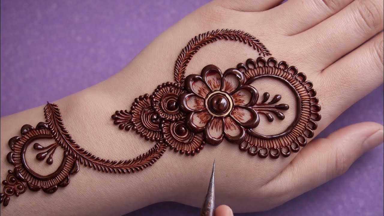 Easy stylish arabic mehndi design | simplemehndi design | front hand mehndi designmehandil mehndi