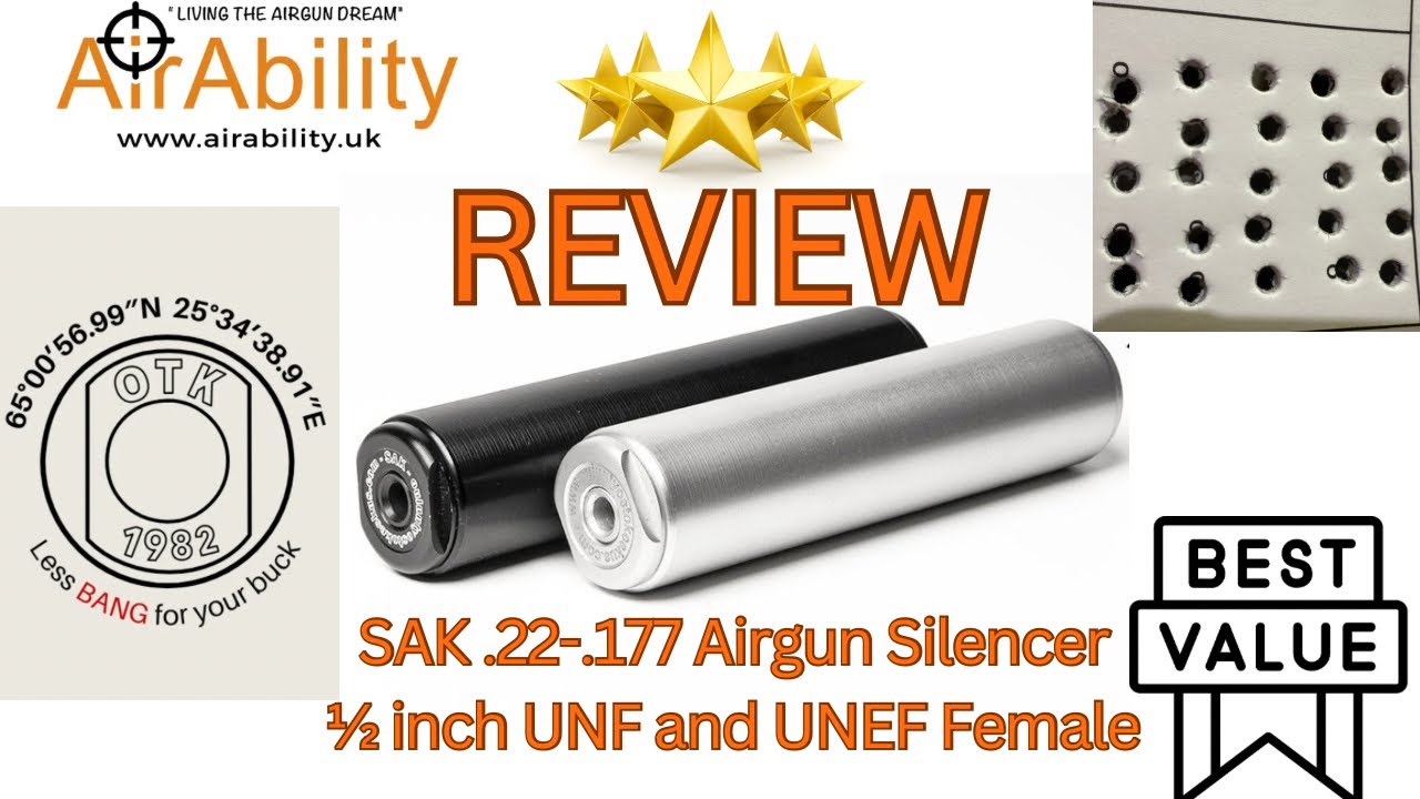106. SAK .22-.177 Airgun Silencer ½ inch UNF and UNEF Female - Five Star REVIEW