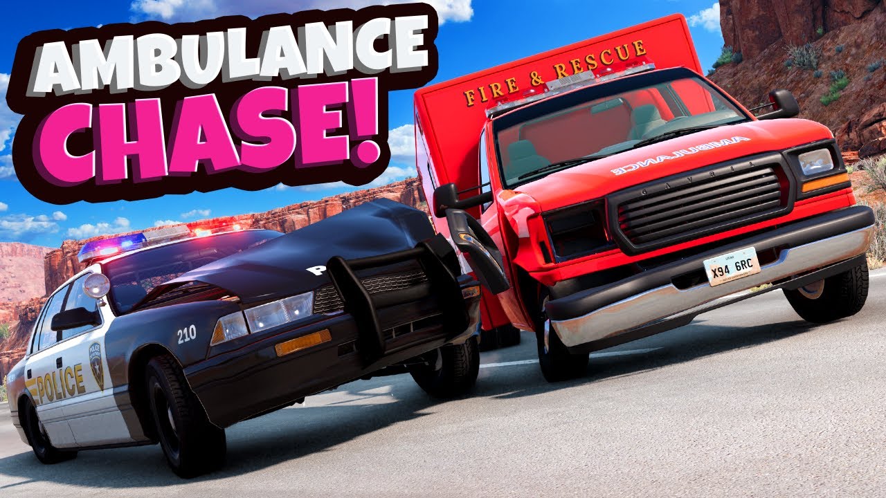 Using an Ambulance to Escape the Police is TERRIBLE in BeamNG Drive Mods!