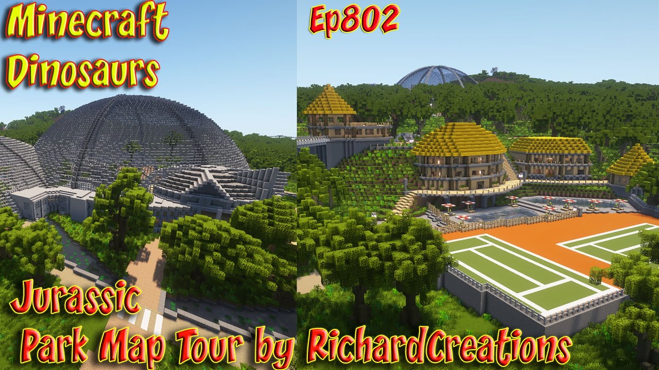 Mapa wycieczki Jurassic Park autorstwa RichardCreations Jurassic Saga Mod World Minecraft Dinosau...