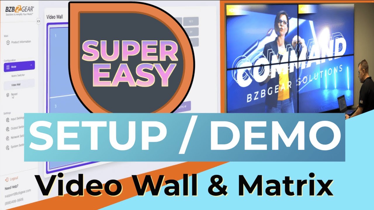 SETUP and DEMO Video Wall and Seamless Matrix Switcher | BG-MVS4x4-4KL