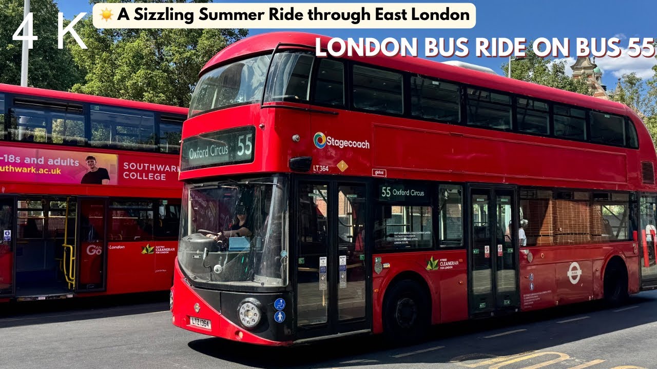 ☀️ A Sizzling Summer Ride through East London: Oxford Circus to Walthamstow on Bus 55