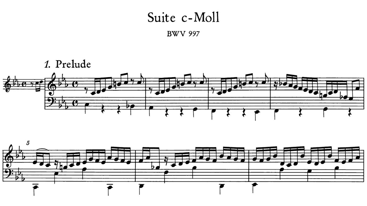 J. S. Bach - Lute Suite in C Minor, Harpsichord Transcription, BWV 997 with Sheet Music