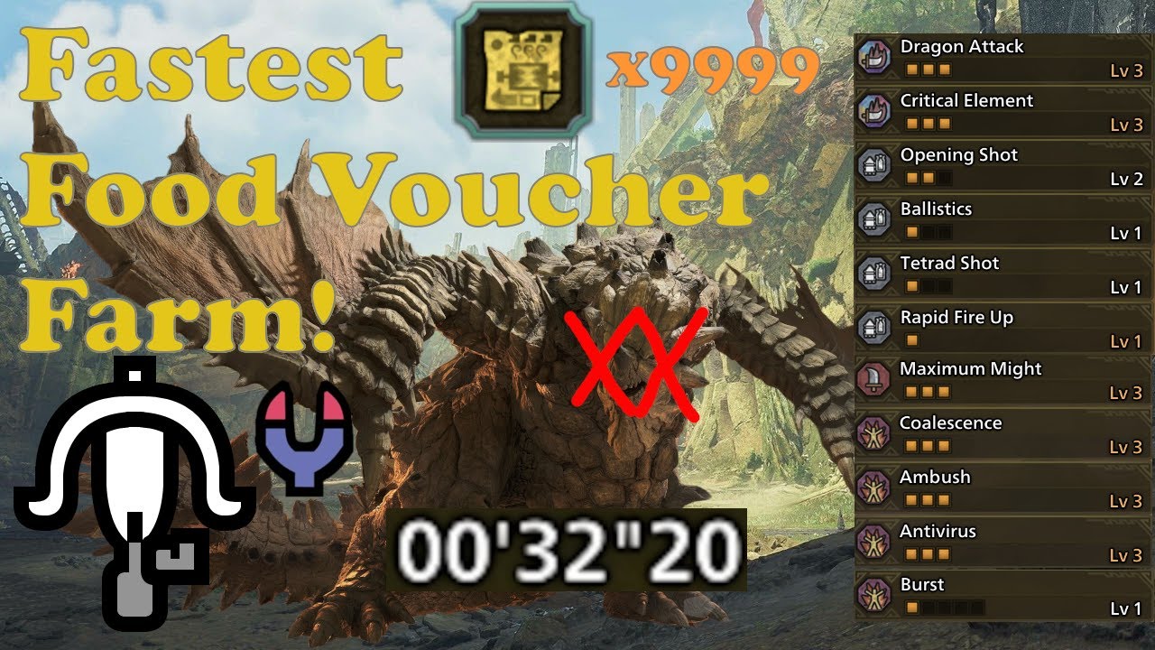 [MH Wilds] FASTEST MEAL VOUCHER FARM (32 SEC) (TU4 DOUBLED OUR DAMAGE) | LBG