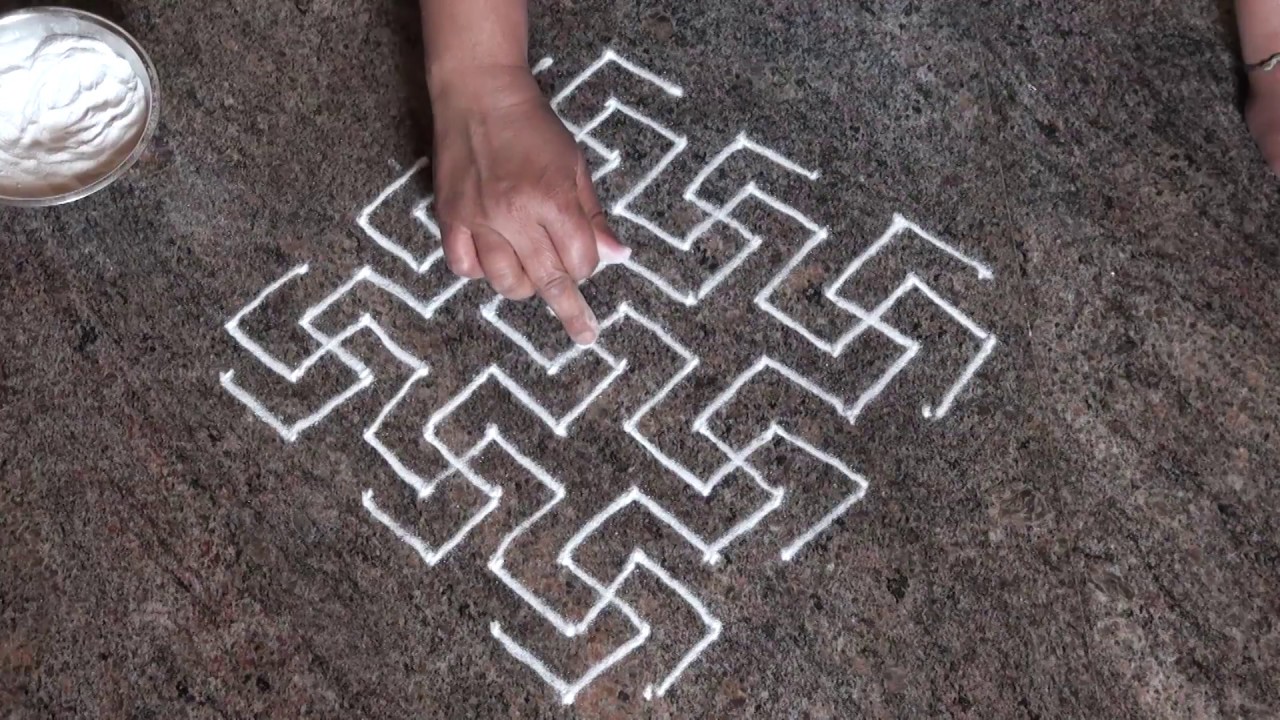 12 Dots Rangoli / Simple Rangoli /Chukki Rangoli/ Kolam /Daily Rangoli/ swasthik rangoli