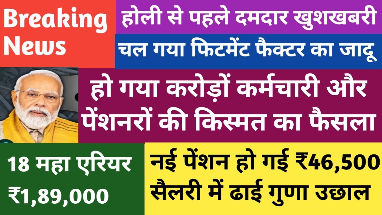 मिला होली का त्योहारी तोफ़ा🔥आखिरकार हो गया कर्मचारी और पेंशनधारकों की किस्मत का फैसला। 70%Addl.Penson