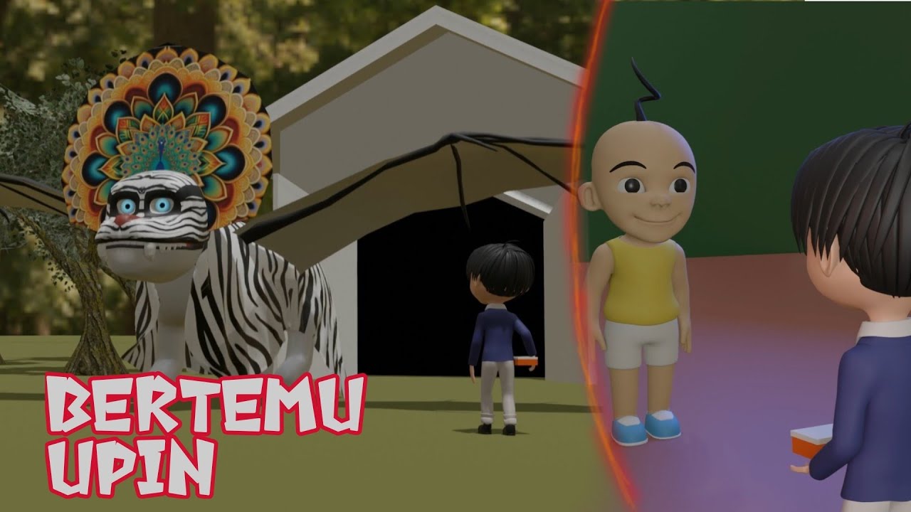 Kerumah upin & Ipin Mengantar ayam goreng naik barongan terbang