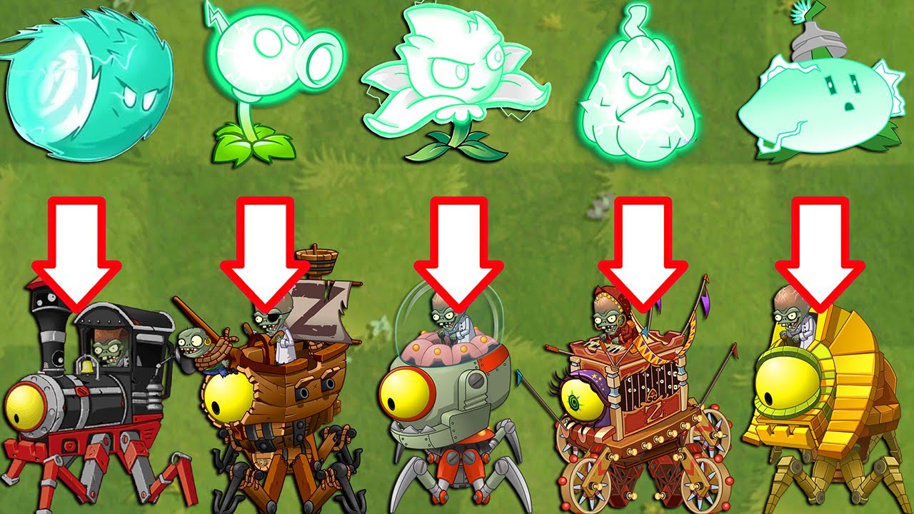 PvZ 2 Final Boss - All ELECTRIC Plants Power-Up vs PvZ 2 Final Bosses Fight!