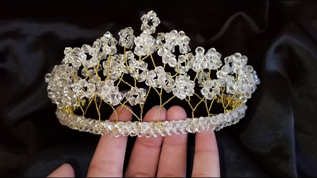 اكسسوارات شعر العروس:طريقة عمل تاج العروسة بالكريستال Bridal crown making / Kristal tasli tac yapimi
